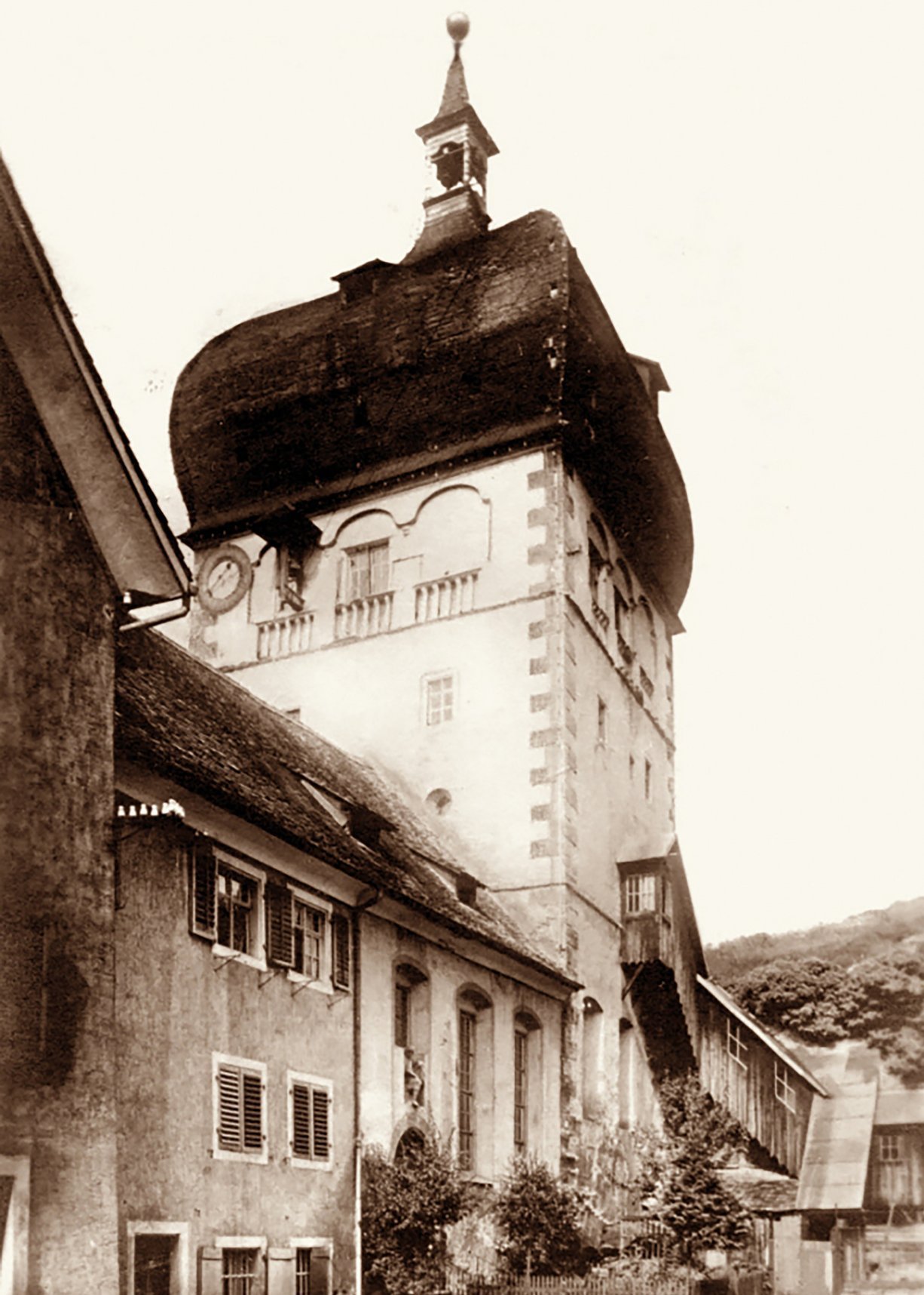 Blick auf den Martinsturm in Bregenz 1920