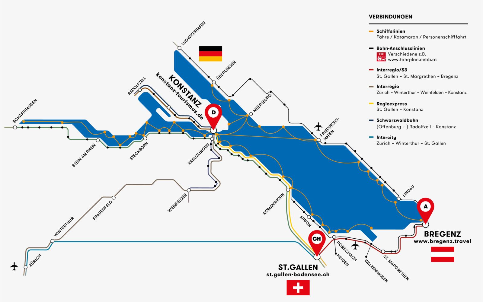 Karte vom Bodensee